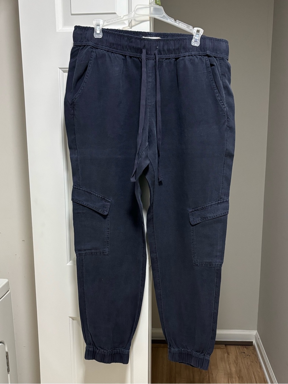 Cargo Joggers Linen Pants Dark Blue
